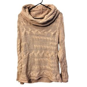 Apt 9 Cowlneck Cowl Neck Women’s Large Pullover Cable Knit Sweater Night Pink